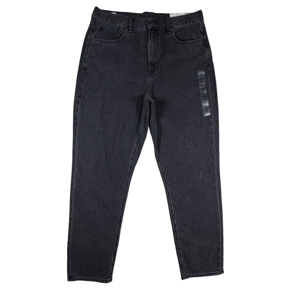 American Eagle Mom Jeans Womens 12 Regular High Rise Washed Black Tapered Denim